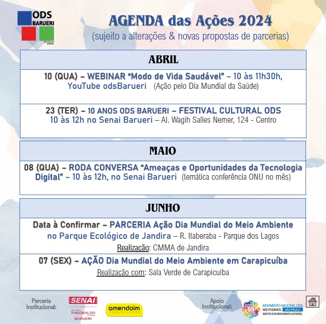 agenda ods marco abril maio junho